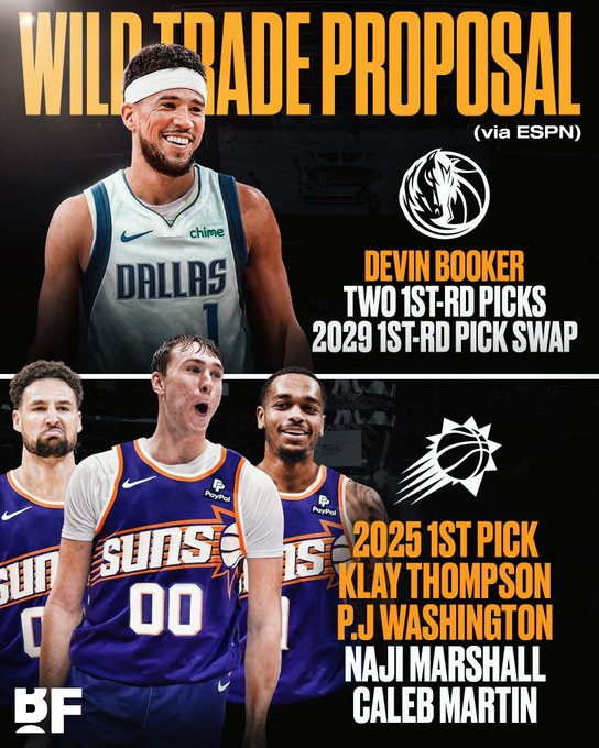 🤔你同意吗？ESPN交易模拟：独行侠放弃状元签用来换取布克