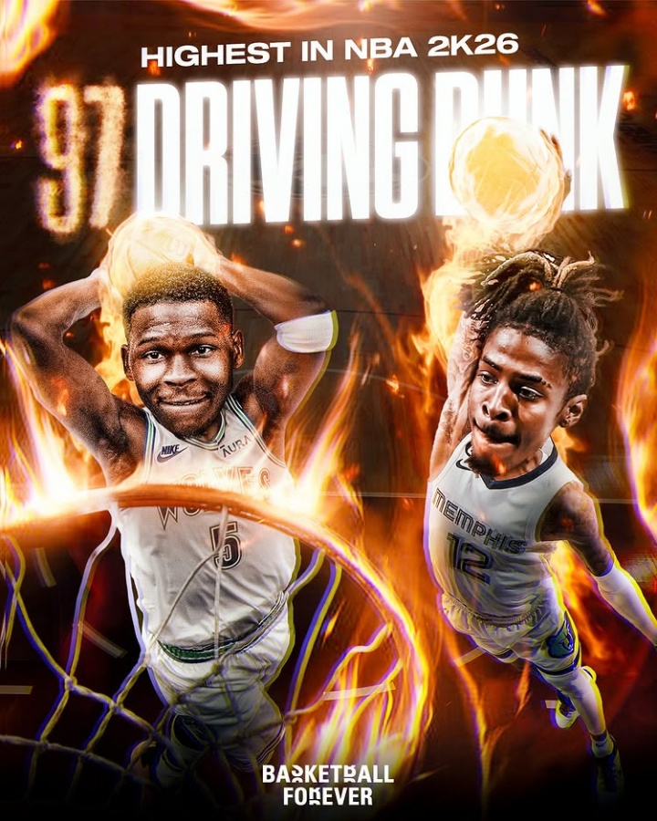 开云官网-认可！爱德华兹和莫兰特突破扣篮能力值97并列联盟第一